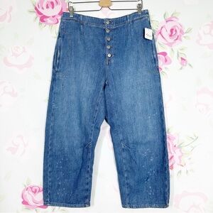 NEW Free People We The Free Osaka Mid Rise Barrel Calypso Blue Denim Jeans 31